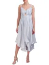 Bcbgmaxazria Womens Below Knee Pleated Midi Dress In Blue