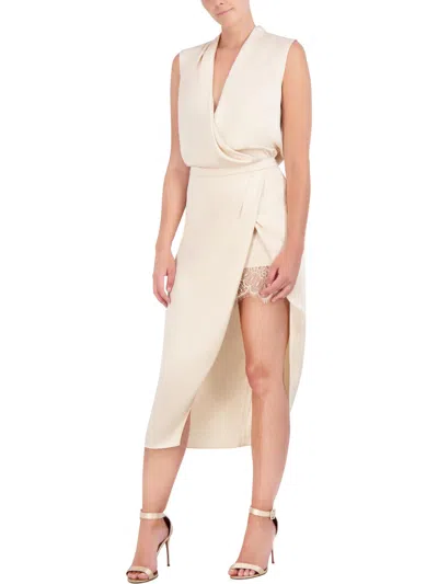 Bcbgmaxazria Womens Below Knee Surplice Midi Dress In Multi