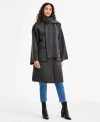 Bcbgmaxazria Womens Button Front Edge Stitch Scarf Coat P Xxs Xxl In Black