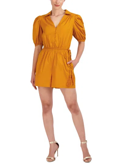 Bcbgmaxazria Womens Button-up Belted Romper In Multi