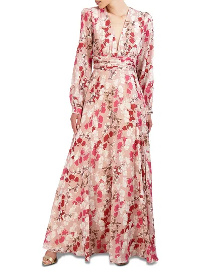 Bcbgmaxazria Womens Chiffon Floral Evening Dress In Pink