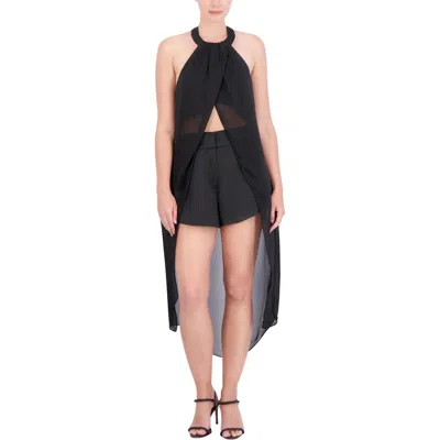 Bcbgmaxazria Womens Chiffon Midi Halter Top In Black