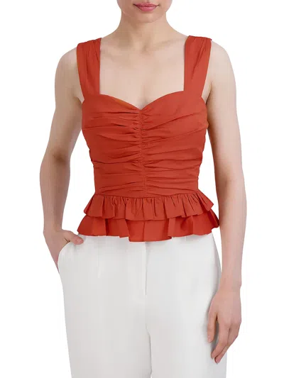Bcbgmaxazria Womens Cotton Blend Ruched Peplum Top In Multi