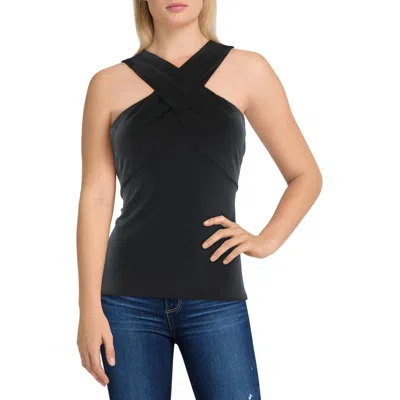 Bcbgmaxazria Womens Cross Neck Keyhole Halter Top In Black