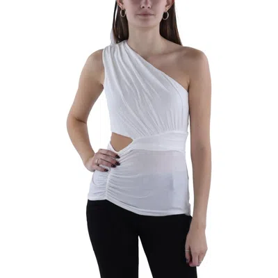 Bcbgmaxazria Womens Cut Out Ruched Pullover Top In White