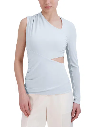 Bcbgmaxazria Womens Cutout Ruched Pullover Top In Blue