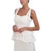 Bcbgmaxazria Womens Embroidered Eyelet Peplum Top In White