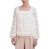 Bcbgmaxazria Embroidered Square Neck Blouse In White