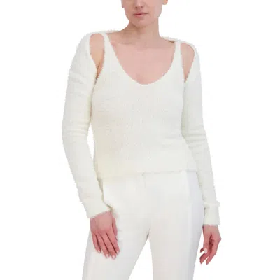 Bcbgmaxazria Womens Eyelash Ribbed Sweater Set In White