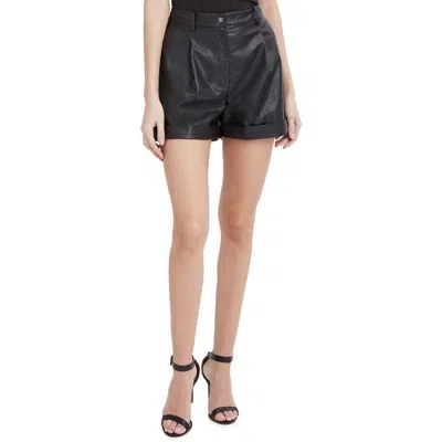 Bcbgmaxazria Womens Faux Leather Pleated High-waist Shorts In Black