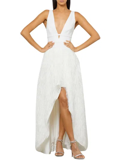 Bcbgmaxazria Womens Feathers Hi-low Evening Dress In White