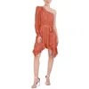 Bcbgmaxazria Womens Floral One Shoulder Cocktail And Party Dress In Brown