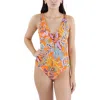Bcbgmaxazria Womens Floral Print Nylon One-piece Swimsuit In Orange