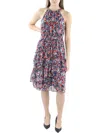 BCBGMAXAZRIA WOMENS FLORAL RUFFLE COCKTAIL AND PARTY DRESS