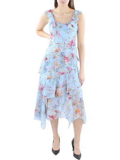 Bcbgmaxazria Womens Floral Tiered Midi Dress In Multi