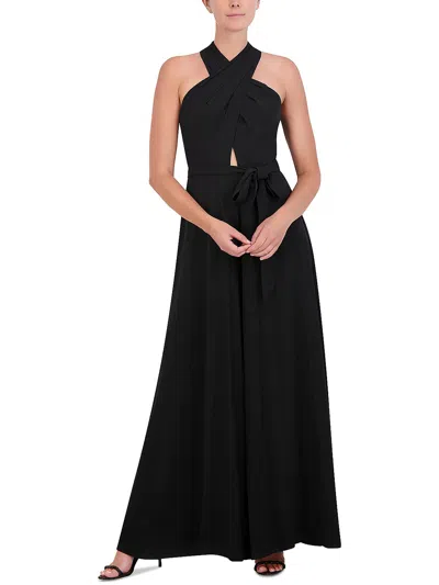 Bcbgmaxazria Womens Halter Crossover Jumpsuit In Black