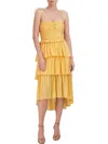Bcbgmaxazria Tiered Midi Sundress In Gold