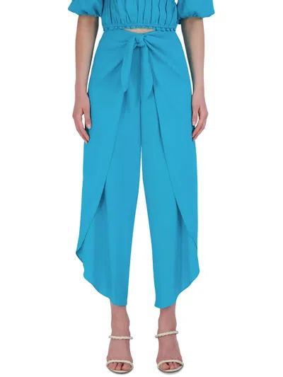 Bcbgmaxazria Womens High Rise Tie Waist Wide Leg Pants In Multi