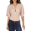 Bcbgmaxazria Womens Knit Cut-out Bodysuit In Gold