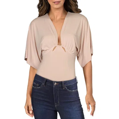 Bcbgmaxazria Womens Knit Cut-out Bodysuit In Gold