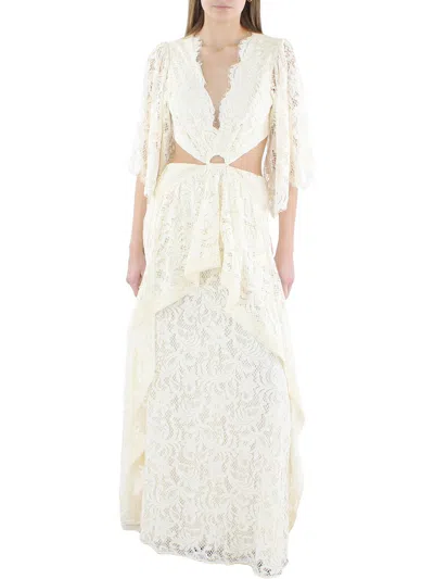 Bcbgmaxazria Womens Lace Maxi Evening Dress In White