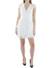 BCBGMAXAZRIA WOMENS LACE RUFFLE COCKTAIL AND PARTY DRESS