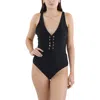 Bcbgmaxazria Womens Lace-up Nylon One-piece Swimsuit In Black