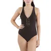 Bcbgmaxazria Womens Lace-up Nylon One-piece Swimsuit In Multi