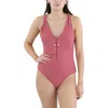 Bcbgmaxazria Womens Lace-up Nylon One-piece Swimsuit In Multi