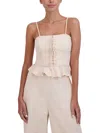 Bcbgmaxazria Womens Linen Blend Corset Seamed Peplum Top In Beige