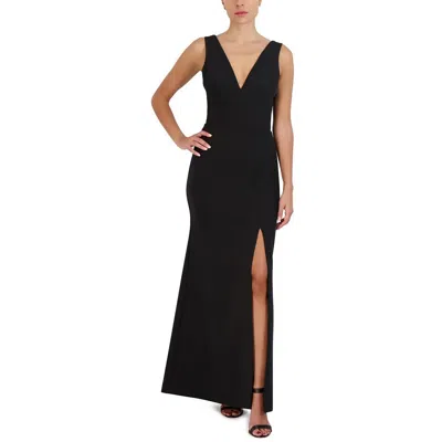 Bcbgmaxazria Womens Maxi V-neck Evening Dress In Black