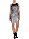 Bcbgmaxazria Metallic Jewel Neck Sleeveless Mini Dress In Multi