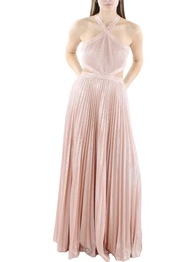 Bcbgmaxazria Womens Metallic Cut-out Evening Dress In Pink