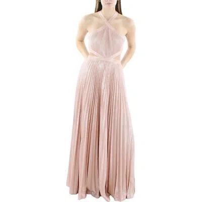 Pre-owned Bcbgmaxazria Womens Metallic Cut-out Formal Evening Dress Gown Bhfo 9262 In Pink