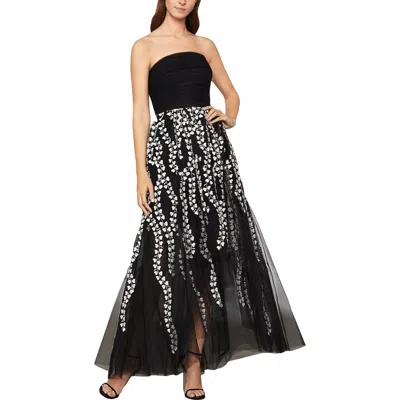 Bcbgmaxazria Womens Metallic Off-the-shoulder Evening Dress In Black