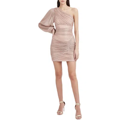 Bcbgmaxazria Womens Metallic One Shoulder Mini Dress In Pink