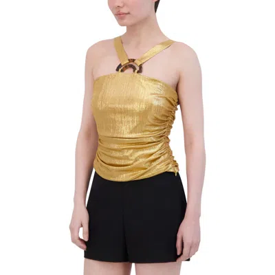 Bcbgmaxazria Womens Metallic Ruched Halter Top In Multi