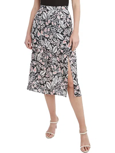 Bcbgmaxazria Womens Midi Floral Print A-line Skirt In Purple