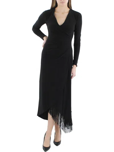 Bcbgmaxazria Womens Midi Fringe Cocktail And Party Dress In Black