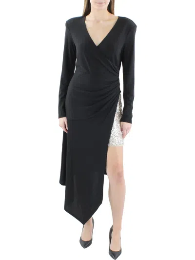 Bcbgmaxazria Womens Embellished Midi Cocktail And Party Dress In Black