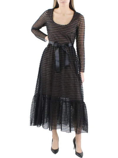 Bcbgmaxazria Womens Midi Sheer Sleeve Cocktail And Party Dress In Black