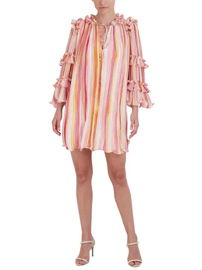 Bcbgmaxazria Womens Mini Pleated Shift Dress In Pink