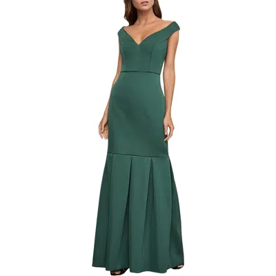 Bcbgmaxazria Womens Off-the-shoulder Evening Formal Dress In Green