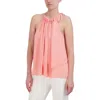 Bcbgmaxazria Womens Pleated Metallic Halter Top In Pink