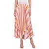 Bcbgmaxazria Ombre Stripe Pleated Handkerchief Midi Skirt In Multi