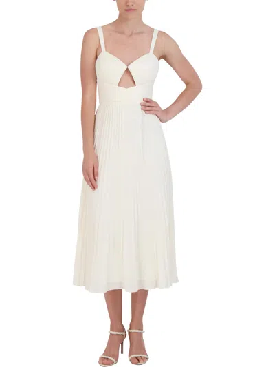 Bcbgmaxazria Womens Pleated Midi Cocktail And Party Dress In White