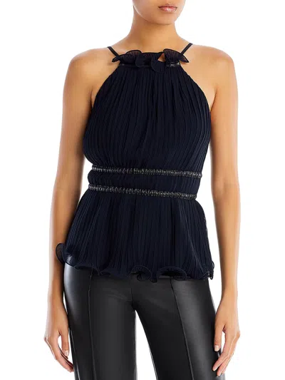 Bcbgmaxazria Womens Pleated Ruffled Halter Top In Black
