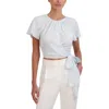 Bcbgmaxazria Womens Pleated Textured Wrap Top In Blue
