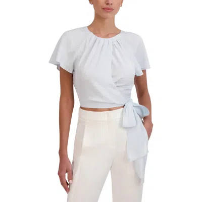 Bcbgmaxazria Womens Pleated Textured Wrap Top In Blue