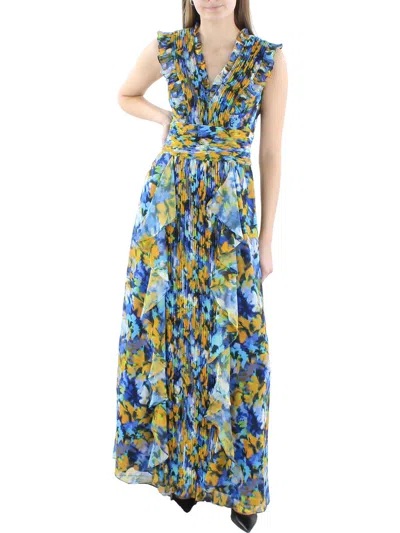 Bcbgmaxazria Womens Printed Cascade Ruffle Maxi Dress In Multi